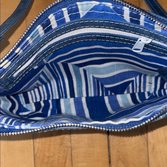 Janell Blue Leather Crossbody Bag Handmade in Maine - Picture 4 of 5